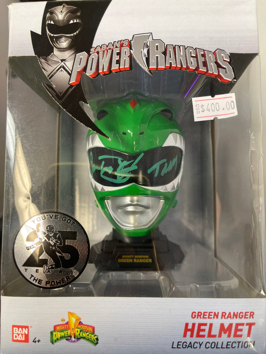 Power Rangers Green Helmet Legacy collection signed Jason David Frank